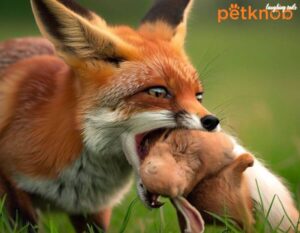 fox catch and eating rabbit