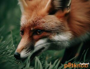 red fox eat grass